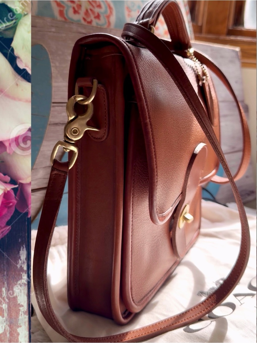 VINTAGE COACH BRITISH TAN LEATHER STATION BAG 5130 - Picture 7 of 17